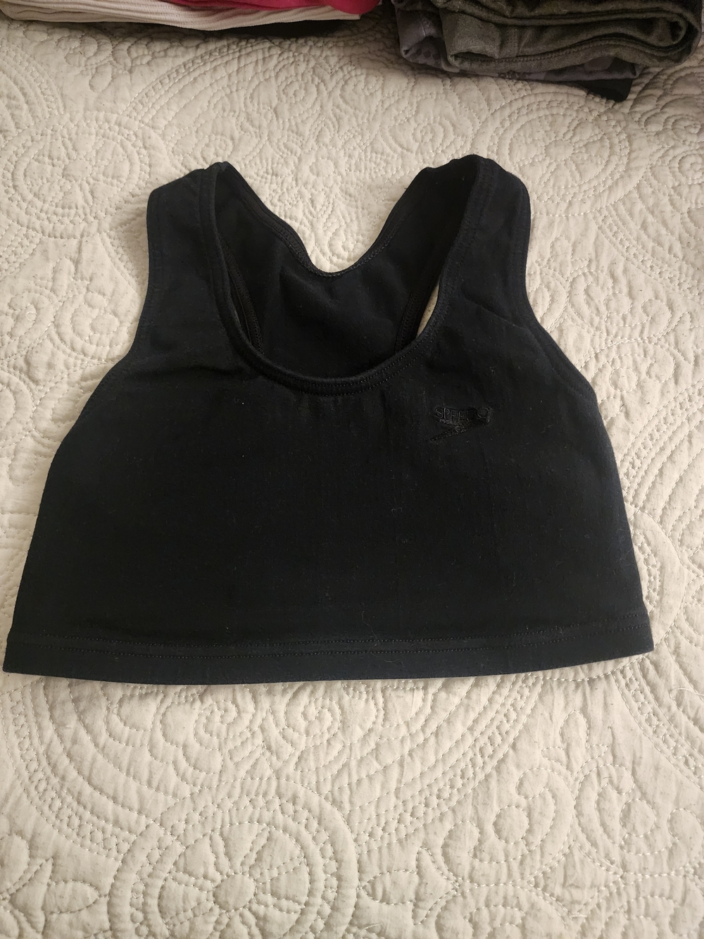 Speedo Black Sports Crop Bra - Racerback Support